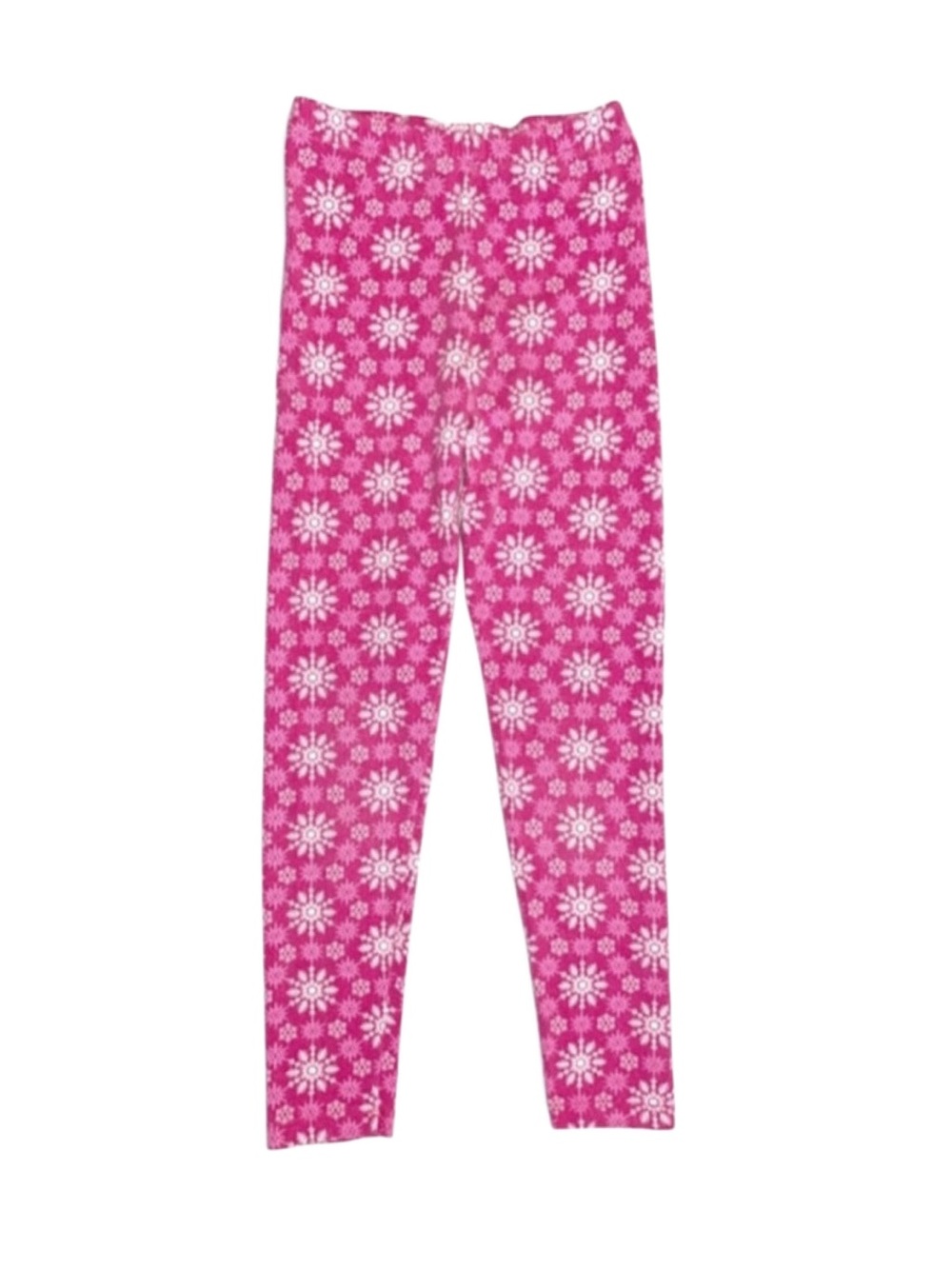 GIRL'S Pink Snowflake Print Leggings Size 6/6X